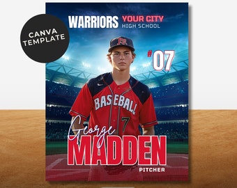 Baseball Poster Canva Template Personalized Baseball Background Template Baseball Backdrop Poster Picture Day Sports Graduation Banner