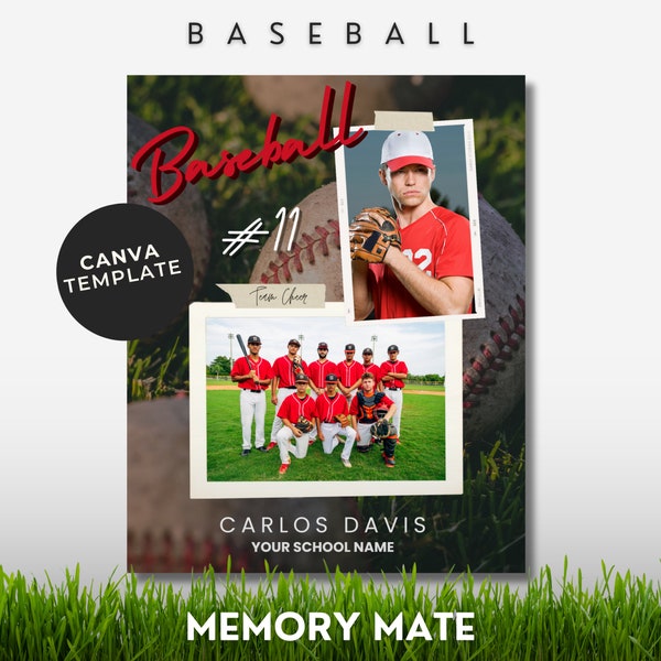 Baseball Memory Mate Template, Fully Editable Canva Template, Baseball Poster, Baseball Background or Backdrop No Photoshop Needed 8X10IN