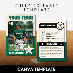Baseball Card Template Sports Baseball Trading Card Fully Editable Canva Template Sports Card Baseball Player Gifts DIY Card 2.5X3.5in
