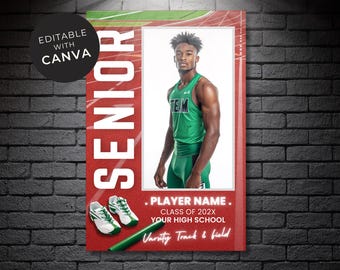 Track and Field Senior Night Poster, Custom Photo Collage (Canva Template)