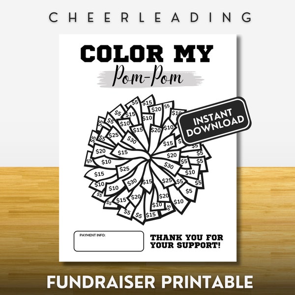 Cheer Fundraiser Flyer "Color My Pom-Pom" Printable Pick a Spot to Donate Fun & Easy Fundraiser Cheerleading Fund Individuals and Teams