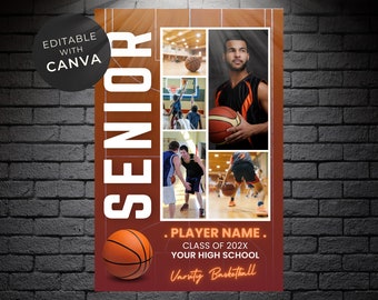 Basketball Senior Night Poster Template Basketball Photo Collage Canva  Template Girl Basketball Boy Picture Poster Senior Night Ideas 24X36