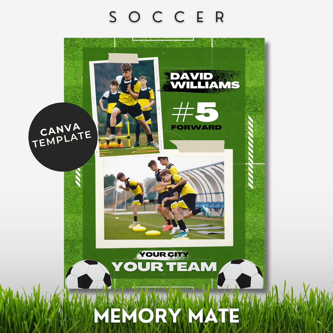 Soccer Memory Mate Template Editable Canva Photo Collage (digital