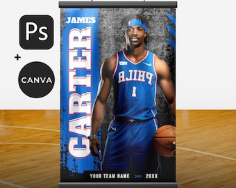 Basketball Banner Template Senior Sports Banner College High School All Sports Editable Banner Template for Photoshop & Canva 24X36IN