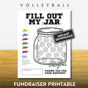 Color my Volleyball Fundraiser Flyer Fill My Volleyball Jar Sponsorship Donation Printable Volleyball Fundraiser Non Editable Download