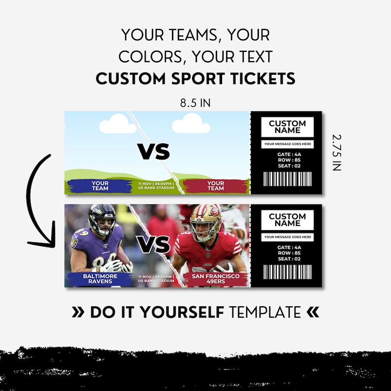 Sports Ticket Template Canva Template Custom Tickets Fake Etsy Australia