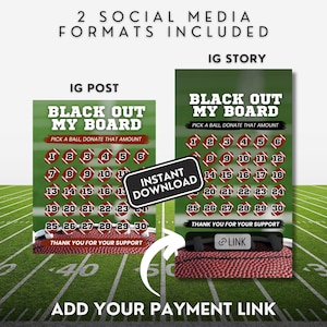 Football Fundraiser for Social Media Black Out My Board Pick a Number to Donate Sponsor My Season Football Fundraiser Non-Editable Download