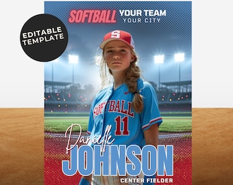 Softball Vorlage Canva Sport Poster oder Softball Banner Foto bearbeitbare Vorlage Softball Senior Night bearbeitbare Vorlage Sport Geschenke