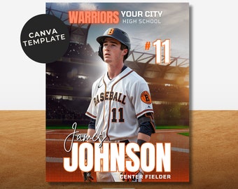 Baseball Poster Editable Canva Template Baseball Photo Poster Senior Sports Template Banner Picture Day Baseball Background 24x30IN