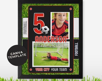 Fußball-Fotocollage Fußballvorlage Spieler Fußballmannschaft Personalisierte Bearbeitbare Vorlage Canva Fußball Digitaler Bilderrahmen Printable