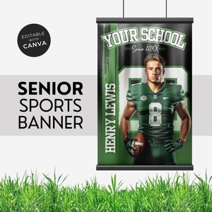 Football Banner or Poster Canva Template Senior Sports Banner HIgh School Team Sport Poster 24X36 Green