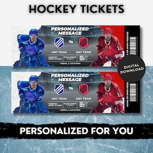 Hockey Ticket Personalisierte NHL Hockey Spiel Karte für JEGLICHE TEAMS Gefälschte Sport Benutzerdefiniertes Ticket Vatertagsgeschenk Geburtstagsüberraschungsgeschenkidee