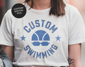 Tshirt de maman de natation personnalisé SVG, SVG de natation, cadeaux de natation, cadeau d'entraîneur de natation, SVG d'équipe de natation, parfait pour la sublimation, téléchargement numérique personnalisé
