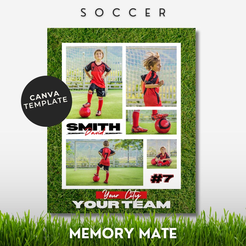 Football Soccer Team Photo Collage Gift Editable Canva Template, Custom ...