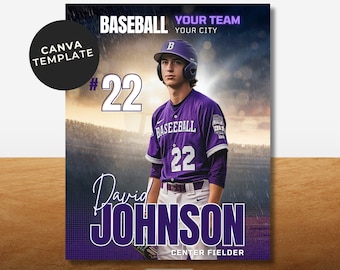Baseball Poster Canva Vorlage Senior Sport Banner Baseball Hintergrund Baseball Backdrop Sport Banner DIY Vorlage Kein Photoshop 24 x 30 IN