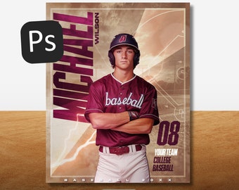 Photoshop Baseball Poster Template Fully Editable Baseball Poster  Easy to use includes Baseball Background Photoshop Overlays and Effects