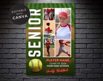 Softball Senior Night Photo Collage Poster (Canva Template)