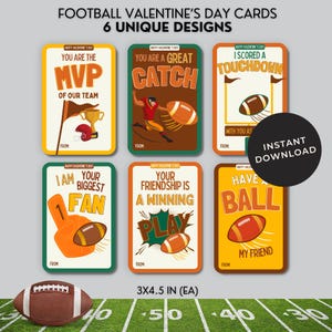Cartão de Dia dos Namorados de Futebol Cartão de Troca de Sala de Aula de Esportes Conjunto de Cartões de Dia dos Namorados para Meninos para Impressão Download Instantâneo Conjunto de Saudações de Dia dos Namorados de Esportes