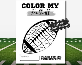 Color My Football Fundraiser Flyer Fill my Football Sponsor My Season Printable  Pick a Spot to Donate Fundraiser Non-Editable Download