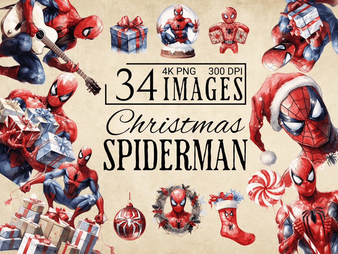 34 Watercolor Christmas Spiderman, Image for Printing, Christmas PNG ...