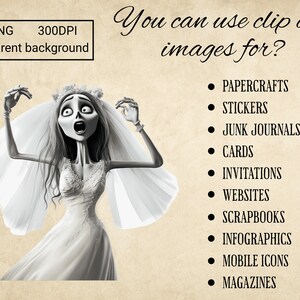 33 PNG Corpse Bride Illustartions, Clipart Bundle, Tim Burton Bride ...