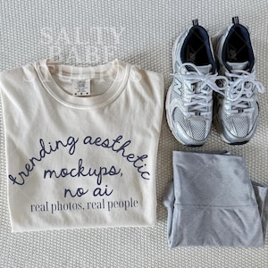 Comfort Colors 1717 Mockup Ivory, Ivory Comfort Colors Mockup, Real Person Mockup, Print on Demand Tshirt Mockup, C1717 Mockup, Trendy Mock