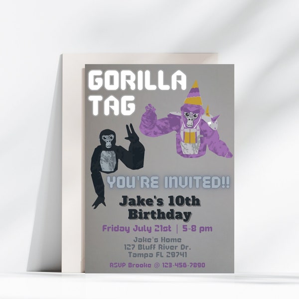 EDITABLE Gorilla Tag Birthday Invitation | Gamer Invite | Oculus Party | Boys Birthday Invitation | Instant Download | Gaming Birthday Party
