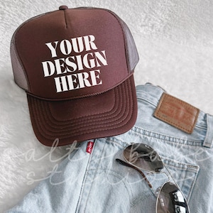 Brown Otto Trucker Hat Mockup Tan Hat Mock Beach Hat Trucker Hat Cap Mockup Baseball Cap Mockup Mesh Cap Mockup Trendy Tan Western Mockup