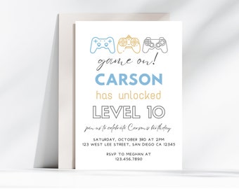 EDITABLE Gaming Birthday Invitation | Video Game Birthday Invite | Game On Invitation | Level Up Any Age | Video Games Birthday Invitation