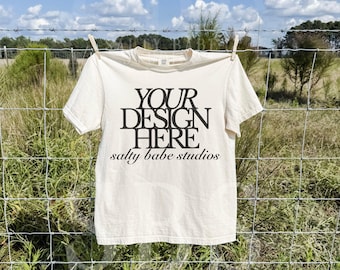 Ivory Comfort Colors 1717 T-Shirt Mockup, Real Photo Mockup (Digital Download)
