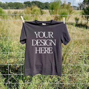 Black Comfort Colors 1717 T-Shirt Mockup, Real Photo Mockup (Digital Download) image 1