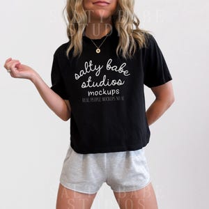 Comfort Colors 3023CL Black Mockup, 3023CL Mockup Black, Comfort Colors Tshirt Mockup, Black Shirt Mockup, Boxy T-Shirt Mockup, Cropped Mock