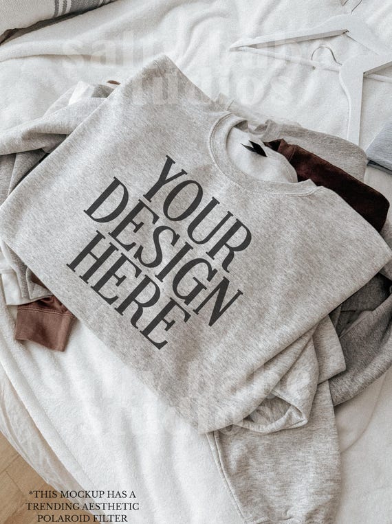 Sport Gray Gildan 18000 Sweatshirt Mockup: Lifestyle Mockup, Pinterest Aesthetic, G18000 Sport Gray Mockup, Trending Lifestyle Mockup