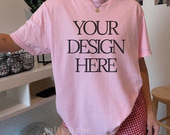 Blossom Comfort Colors 1717 T-Shirt Mockup, Real Person Mockup, Polaroid Filter (Digital Download)