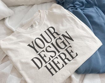 Ivory Comfort Colors 1717 T-Shirt Mockup, Real Photo Mockup, Polaroid Filter (Digital Download)