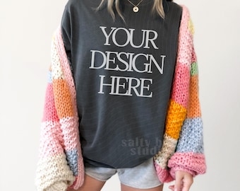 Pepper Comfort Colors 1717 T-Shirt Mockup, Real Person Mockup (Digital Download)