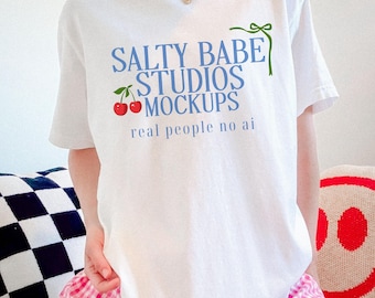 Comfort Colors 1717 Mockup White, White Comfort Colors Mockup, Real Person Mockup, Print on Demand Tshirt Mockup, C1717 Mockup, Cute Mockup