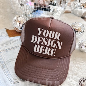 Brown Otto Trucker Hat Mockup Tan Hat Mock Beach Hat Trucker Hat Cap Mockup Baseball Cap Mockup Mesh Cap Mockup Trendy Tan Western Mockup