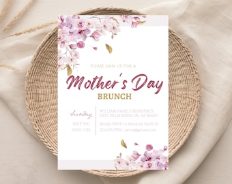 Mother's Day Brunch Invitation Template | Printable Mother's Day Celebration Invite | Mother's Day Party Phone Invite | Mother's Day Tea