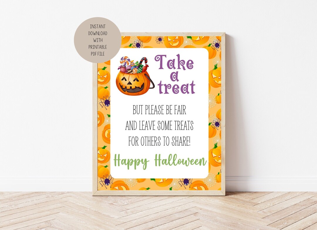 Halloween Candy Bowl Sign Cute Candy Bowl Sign Trick or Etsy