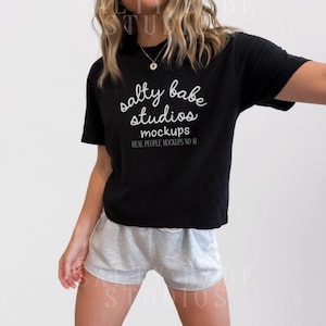 Comfort Colors 3023CL Black Mockup, 3023CL Mockup Black, Comfort Colors Tshirt Mockup, Black Shirt Mockup, Boxy T-Shirt Mockup, Cropped Mock