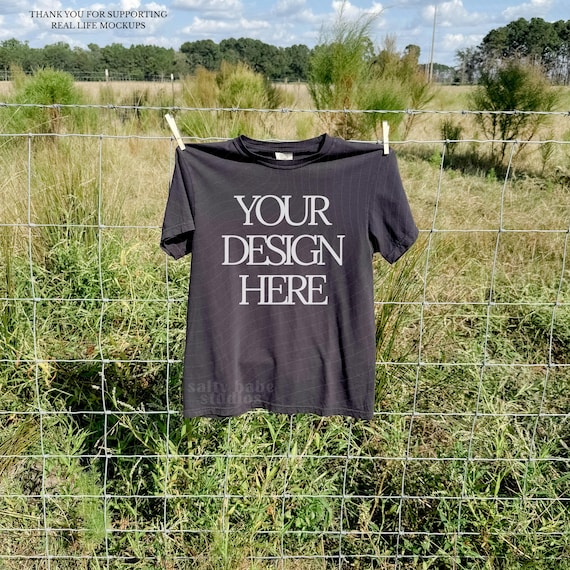 Black Comfort Colors 1717 T-Shirt Mockup, Real Photo Mockup (Digital Download)