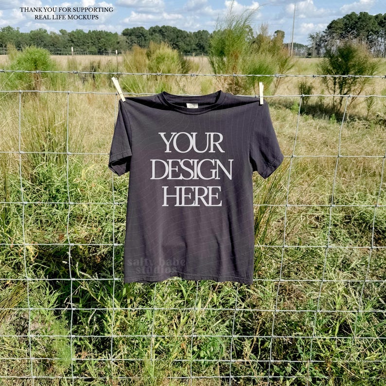 Black Comfort Colors 1717 T-Shirt Mockup, Real Photo Mockup (Digital Download) image 1