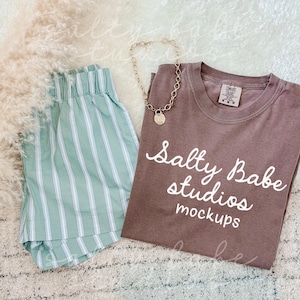 Comfort Colors 1717 Espresso Mockup, Comfort Colors Brown T-shirt Mockup C1717 Shirt Mockup Trendy Boho Flat Lay Mockup Flay Lay Shirt Mock