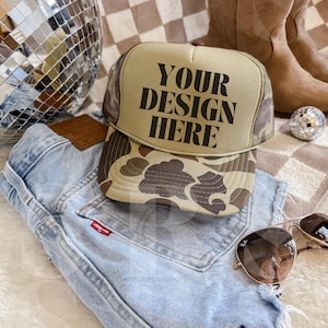 Otto Cap Trucker Hat Mockup Camo Hat Mock Beach Hat Trucker Hat Cap Mockup Baseball Cap Mockup Mesh Cap Mockup Trendy Western Mockup