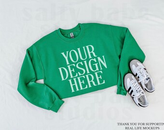 Gildan 18000 Irish Green Sweatshirt Mockup | G18000 Crewneck Mockup | Oversized Sweater | Flat Lay Gildan Mockup | Trendy Flat Lay Mock