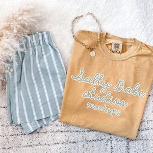 Comfort Colors 1717 Mustard Mockup, Comfort Colors T-shirt Mockup, C1717 Shirt Mockup, Trendy Boho Flat Lay Mockup, Flay Lay Shirt Mock