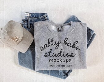 Gildan 18000 Sweatshirt Mockup | Gildan 18000 Mockup | Gildan Gray Sweatshirt Mockup | Sweatshirt Model Mockup | Simple Mockup | Aesthetic