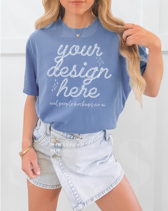 Comfort Colors 1717 Mystic Blue Shirt Comfort Colors Mockup