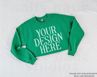 Gildan 18000 Irish Green Sweatshirt Mockup | G18000 Crewneck Mockup | Oversized Sweater | Flat Lay Gildan Mockup | Trendy Flat Lay Mock